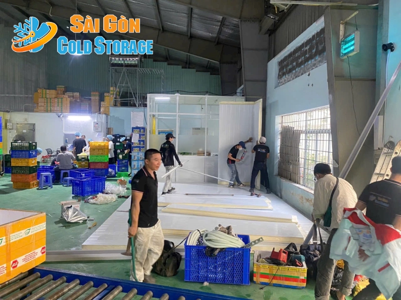 Hình ảnh thực tế của dự án thi công kho mát thực phẩm tại Công ty Maxinutri