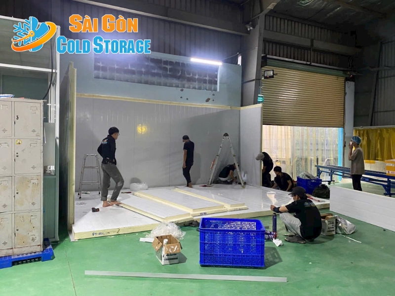 Hình ảnh thực tế của dự án thi công kho mát thực phẩm tại Công ty Maxinutri
